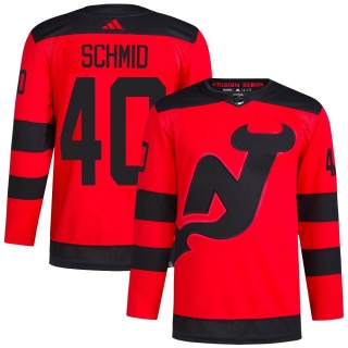 Men's Akira Schmid New Jersey Devils Adidas 2024 Stadium Series Primegreen Jersey - Authentic Red