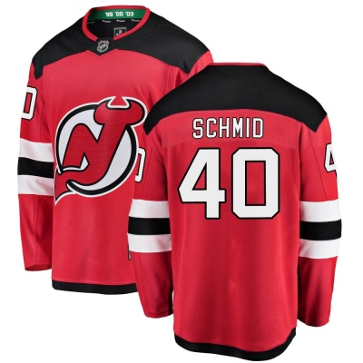 Men's Akira Schmid New Jersey Devils Fanatics Branded Home Jersey - Breakaway Red