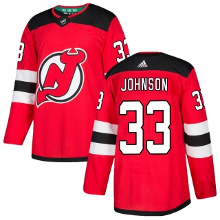 Men's Cam Johnson New Jersey Devils Adidas Home Jersey - Authentic Red