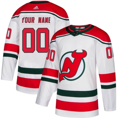 Men's Custom New Jersey Devils Adidas Custom Alternate Jersey - Authentic White