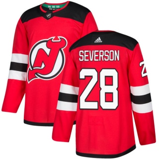 Men's Damon Severson New Jersey Devils Adidas Jersey - Authentic Red