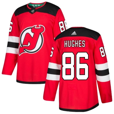 Men's Jack Hughes New Jersey Devils Adidas Home Jersey - Authentic Red