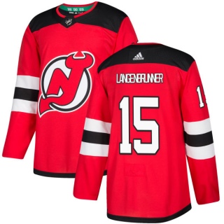 Men's Jamie Langenbrunner New Jersey Devils Adidas Jersey - Authentic Red