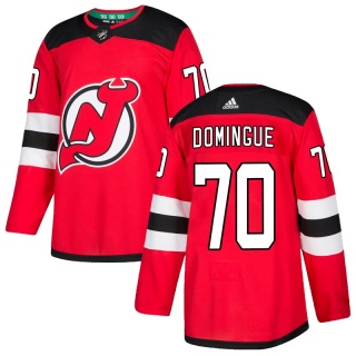 Men's Louis Domingue New Jersey Devils Adidas Home Jersey - Authentic Red
