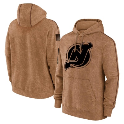 Men's New Jersey Devils 2023 Salute to Service Club Pullover Hoodie - Brown