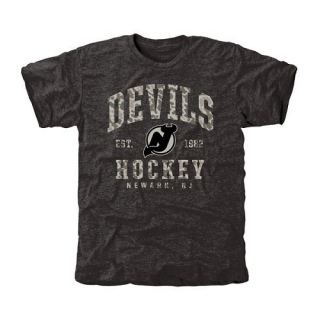 Men's New Jersey Devils Camo Stack Tri-Blend T-Shirt - Black