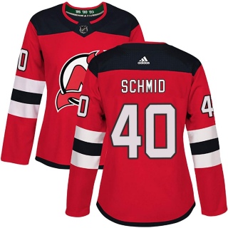 Women's Akira Schmid New Jersey Devils Adidas Home Jersey - Authentic Red