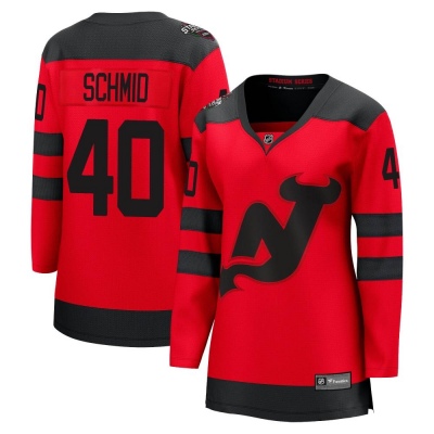 Women's Akira Schmid New Jersey Devils Fanatics Branded 2024 Stadium Series Jersey - Breakaway Red