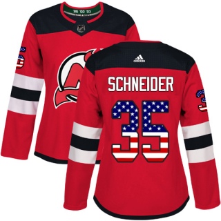 Women's Cory Schneider New Jersey Devils Adidas USA Flag Fashion Jersey - Authentic Red