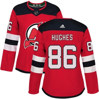 Women's Jack Hughes New Jersey Devils Adidas Home Jersey - Authentic Red