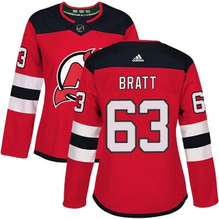 Women's Jesper Bratt New Jersey Devils Adidas Home Jersey - Authentic Red