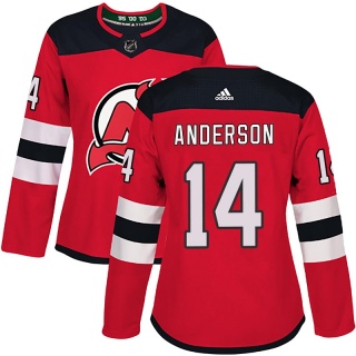 Women's Joey Anderson New Jersey Devils Adidas Home Jersey - Authentic Red