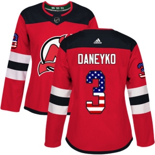 Women's Ken Daneyko New Jersey Devils Adidas USA Flag Fashion Jersey - Authentic Red