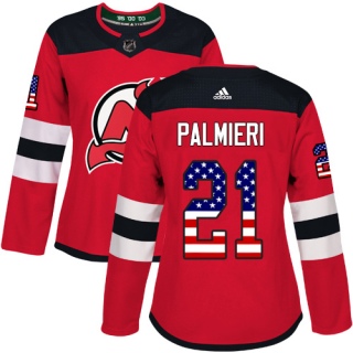 Women's Kyle Palmieri New Jersey Devils Adidas USA Flag Fashion Jersey - Authentic Red