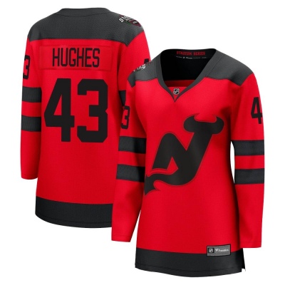 Women's Luke Hughes New Jersey Devils Fanatics Branded 2024 Stadium Series Jersey - Breakaway Red