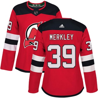 Women's Nicholas Merkley New Jersey Devils Adidas Home Jersey - Authentic Red