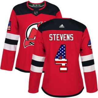 Women's Scott Stevens New Jersey Devils Adidas USA Flag Fashion Jersey - Authentic Red