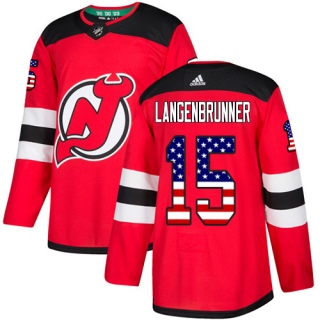 Youth Jamie Langenbrunner New Jersey Devils Adidas USA Flag Fashion Jersey - Authentic Red