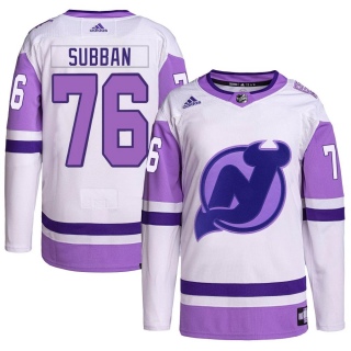 Youth P.K. Subban New Jersey Devils Adidas Hockey Fights Cancer Primegreen Jersey - Authentic White/Purple