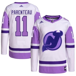 Youth P. A. Parenteau New Jersey Devils Adidas Hockey Fights Cancer Primegreen Jersey - Authentic White/Purple