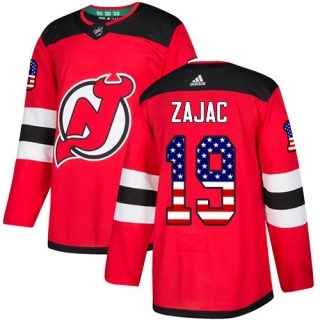 Youth Travis Zajac New Jersey Devils Adidas USA Flag Fashion Jersey - Authentic Red